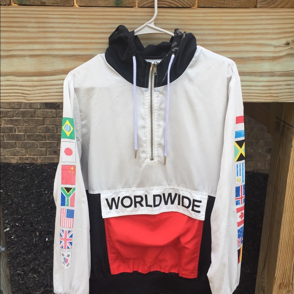 White Worldwide Windbreaker